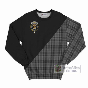 Drummond Grey Tartan Sweatshirt with Family Crest and Military Logo Style