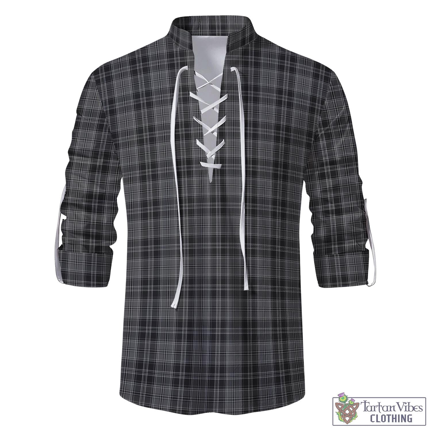 Tartan Vibes Clothing Drummond Grey Tartan Men's Scottish Traditional Jacobite Ghillie Kilt Shirt