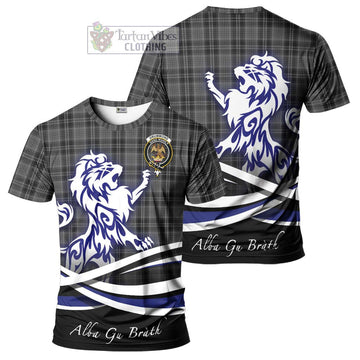 Drummond Grey Tartan Cotton T-shirt with Alba Gu Brath Regal Lion Emblem