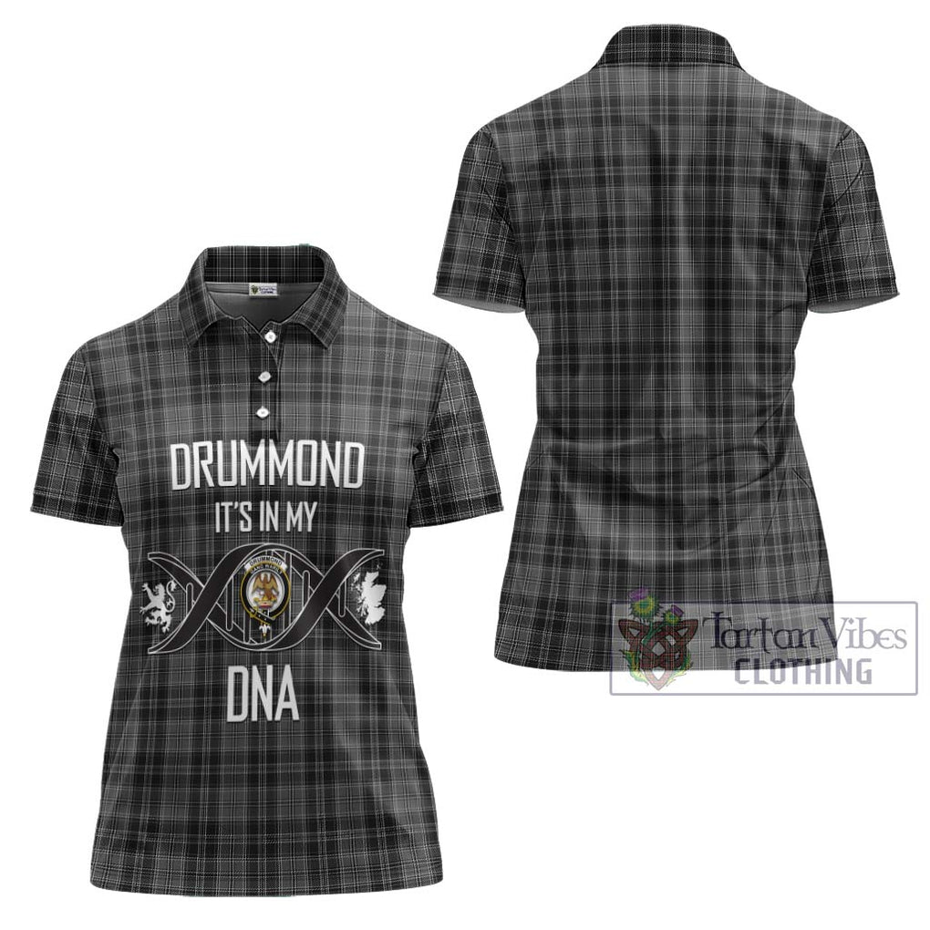 Drummond Grey Tartan Women's Polo Shirt with Family Crest DNA In Me Style - Tartanvibesclothing Shop