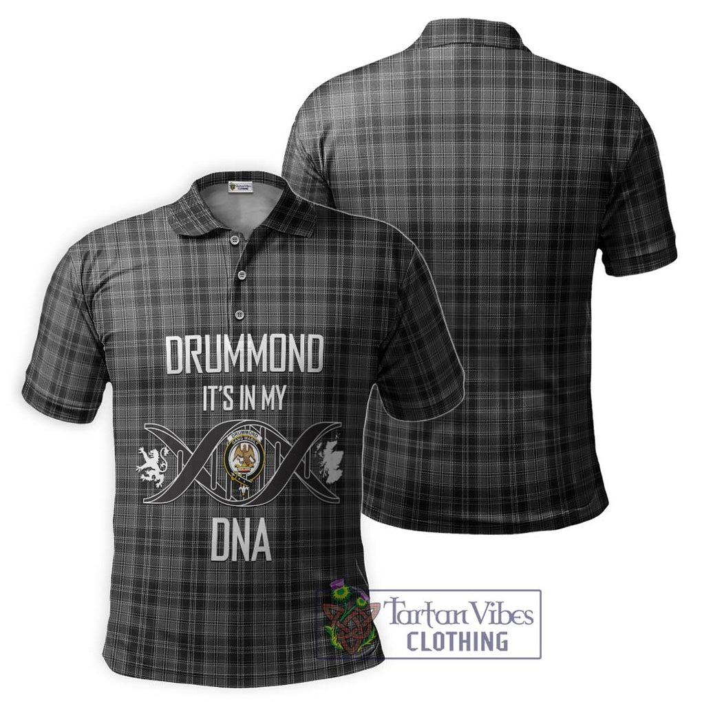 Drummond Grey Tartan Polo Shirt with Family Crest DNA In Me Style - Tartanvibesclothing Shop