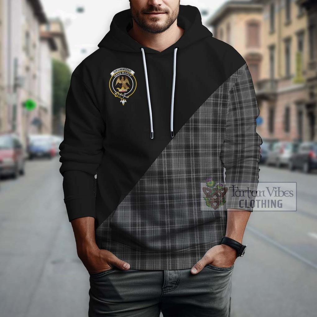 Drummond Grey Tartan Hoodie with Family Crest and Military Logo Style - Tartanvibesclothing Shop