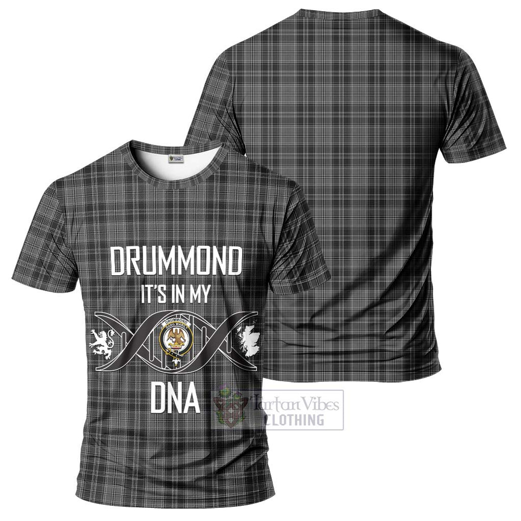 Drummond Grey Tartan T-Shirt with Family Crest DNA In Me Style - Tartan Vibes Clothing