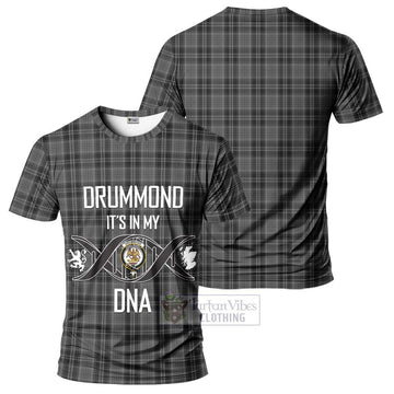 Drummond Grey Tartan T-Shirt with Family Crest DNA In Me Style