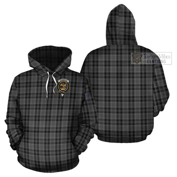 Drummond Grey Tartan Cotton Hoodie with Family Crest