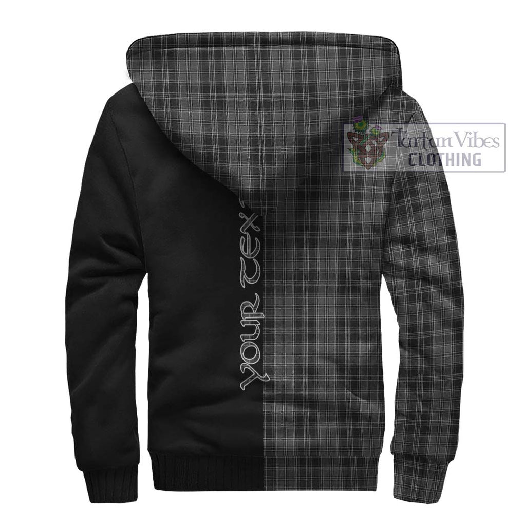 Drummond Grey Tartan Sherpa Hoodie with Family Crest and Half Of Me Style - Tartanvibesclothing Shop