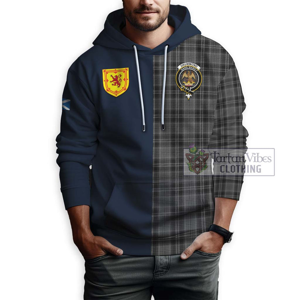 Tartan Vibes Clothing Drummond Grey Tartan Hoodie with Scottish Lion Royal Arm Half Style