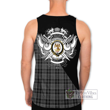 Drummond Grey Tartan Men's Tank Top with Family Crest and Military Logo Style