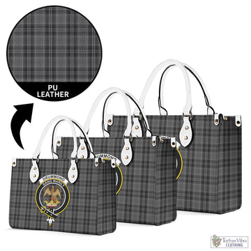 Drummond Grey Tartan Luxury Leather Handbags with Family Crest