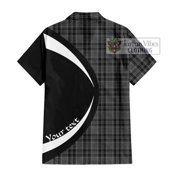 Drummond Grey Tartan Short Sleeve Button Up with Family Crest Circle Style