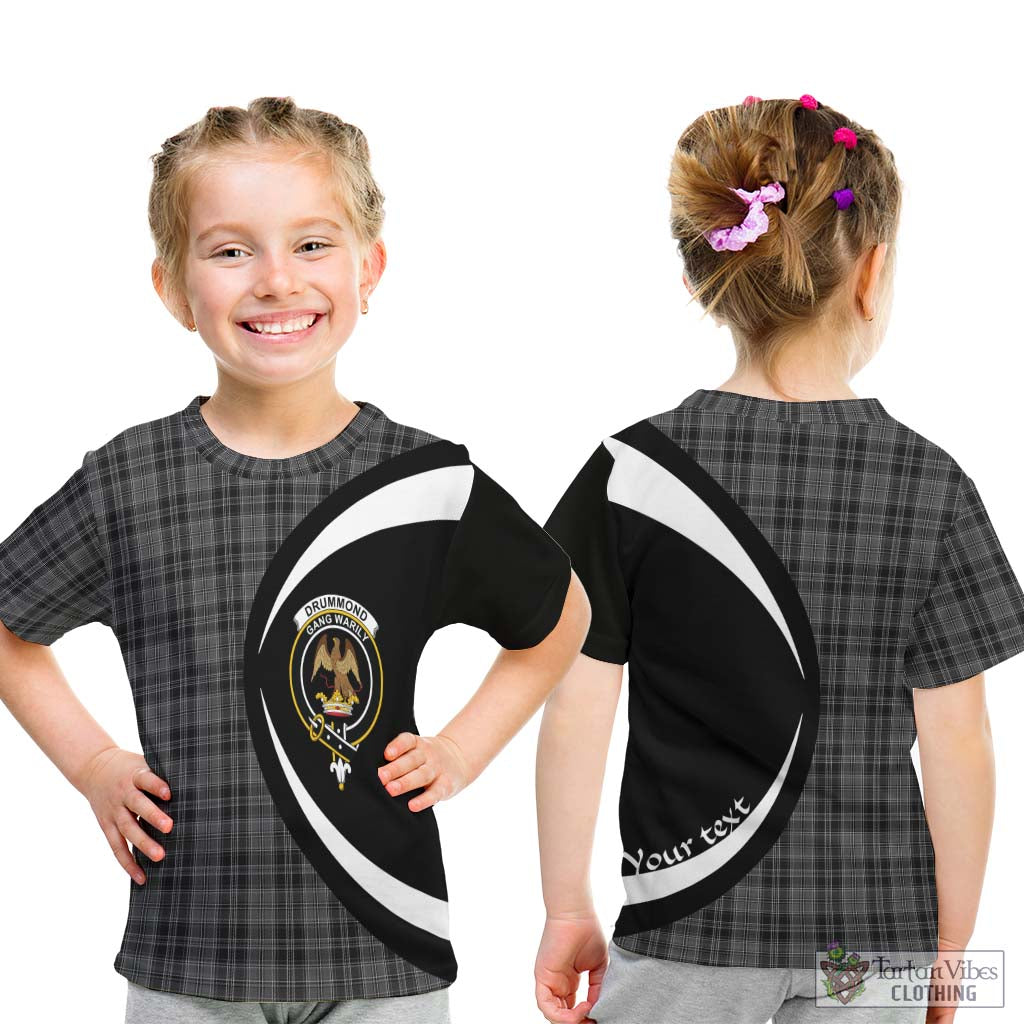 Drummond Grey Tartan Kid T-Shirt with Family Crest Circle Style - Tartan Vibes Clothing