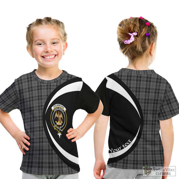 Drummond Grey Tartan Kid T-Shirt with Family Crest Circle Style