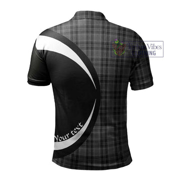 Drummond Grey Tartan Men's Polo Shirt with Family Crest Circle Style