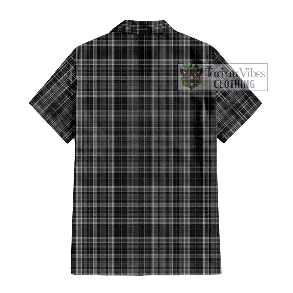 Drummond Grey Tartan Short Sleeve Button Shirt with Family Crest DNA In Me Style - Tartanvibesclothing Shop