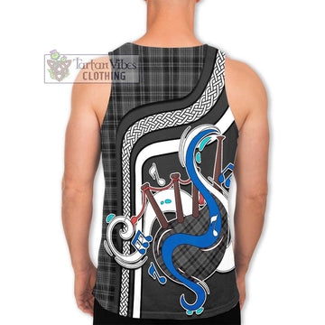 Drummond Grey Tartan Men's Tank Top with Epic Bagpipe Style