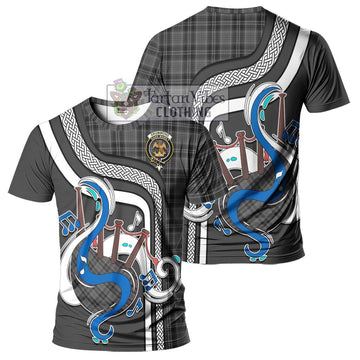 Drummond Grey Tartan T-Shirt with Epic Bagpipe Style