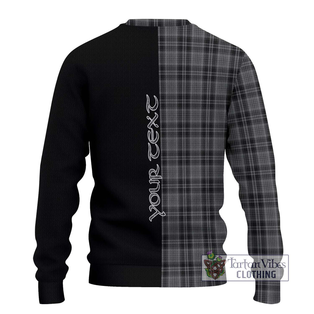 Drummond Grey Tartan Knitted Sweater with Family Crest and Half Of Me Style - Tartanvibesclothing Shop