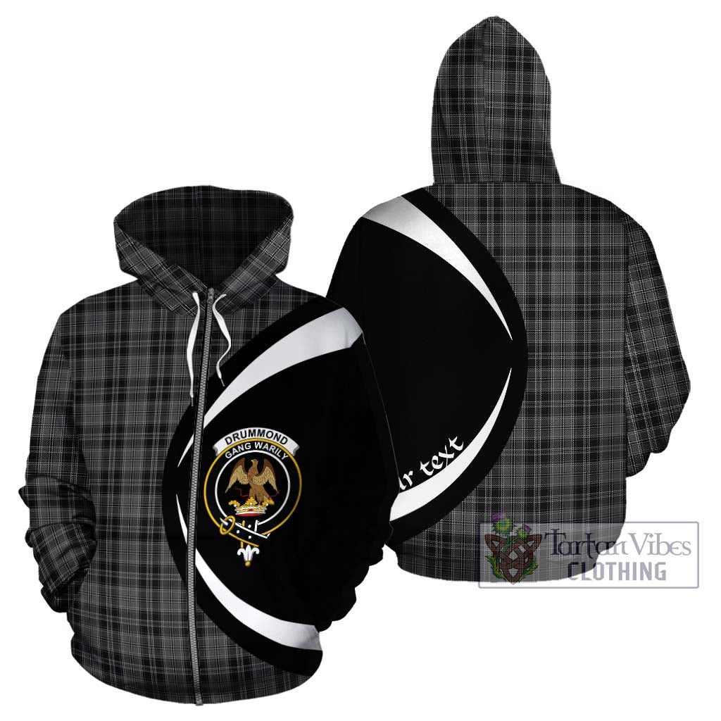 Tartan Vibes Clothing Drummond Grey Tartan Hoodie with Family Crest Circle Style