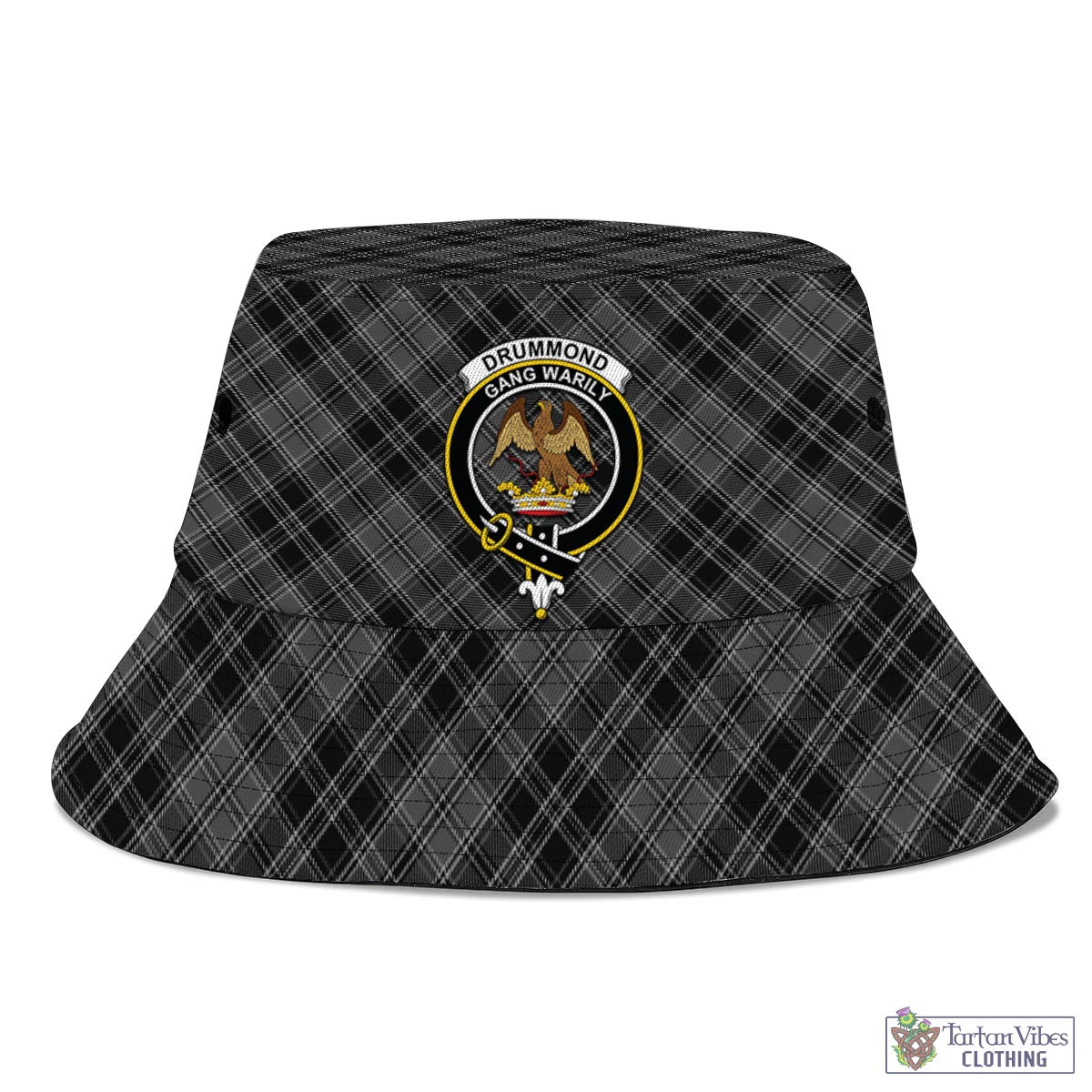 Tartan Vibes Clothing Drummond Grey Tartan Bucket Hat with Family Crest