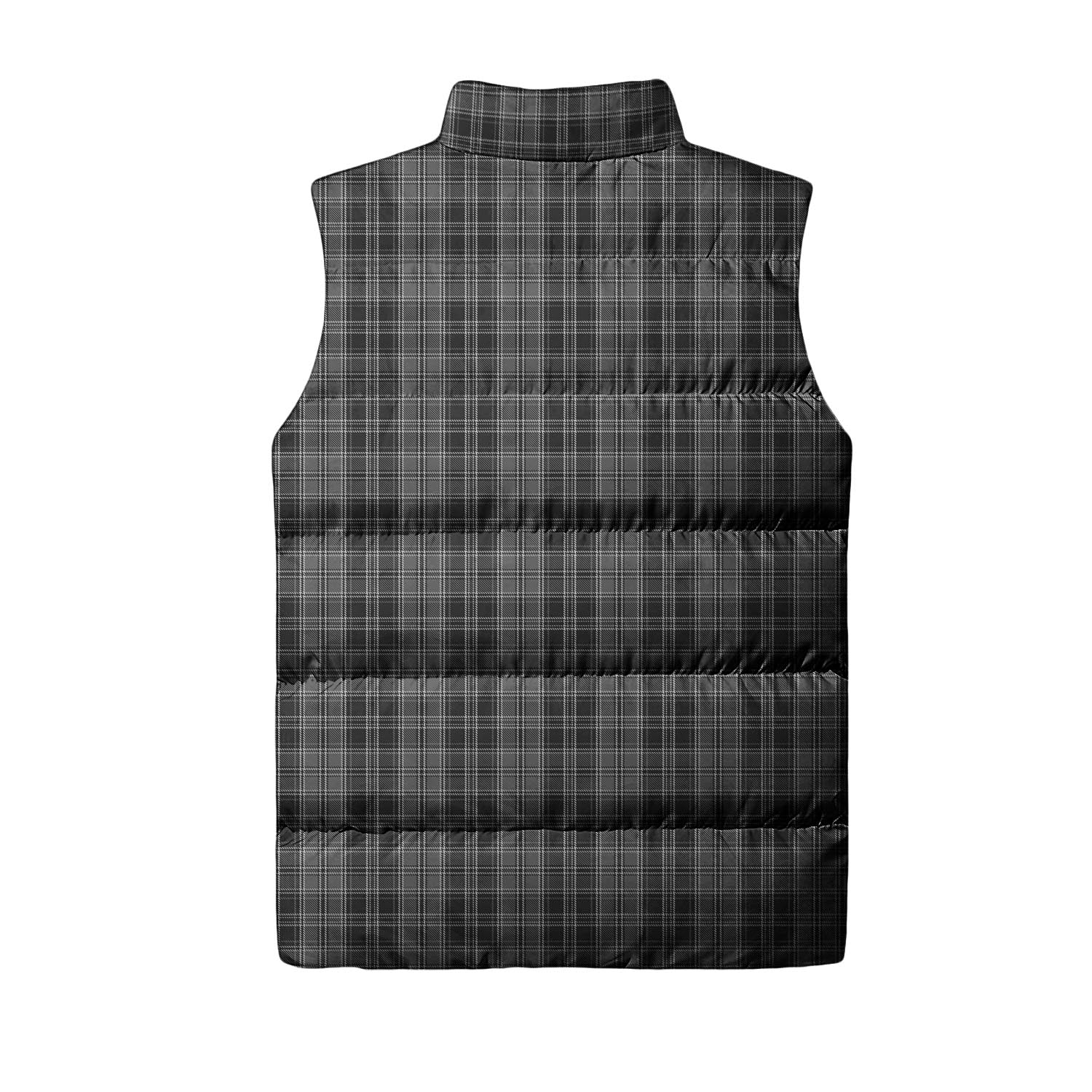 Drummond Grey Tartan Sleeveless Puffer Jacket with Family Crest - Tartanvibesclothing