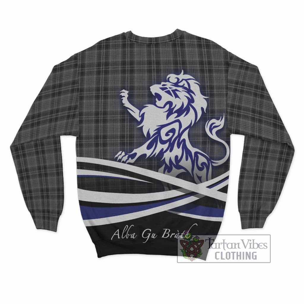 Tartan Vibes Clothing Drummond Grey Tartan Sweatshirt with Alba Gu Brath Regal Lion Emblem