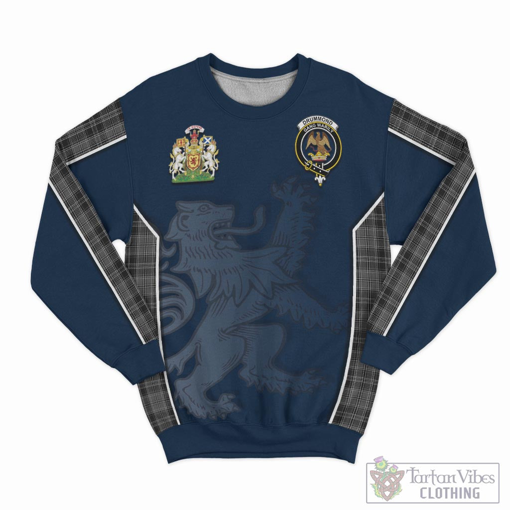 Tartan Vibes Clothing Drummond Grey Tartan Sweater with Family Crest and Lion Rampant Vibes Sport Style