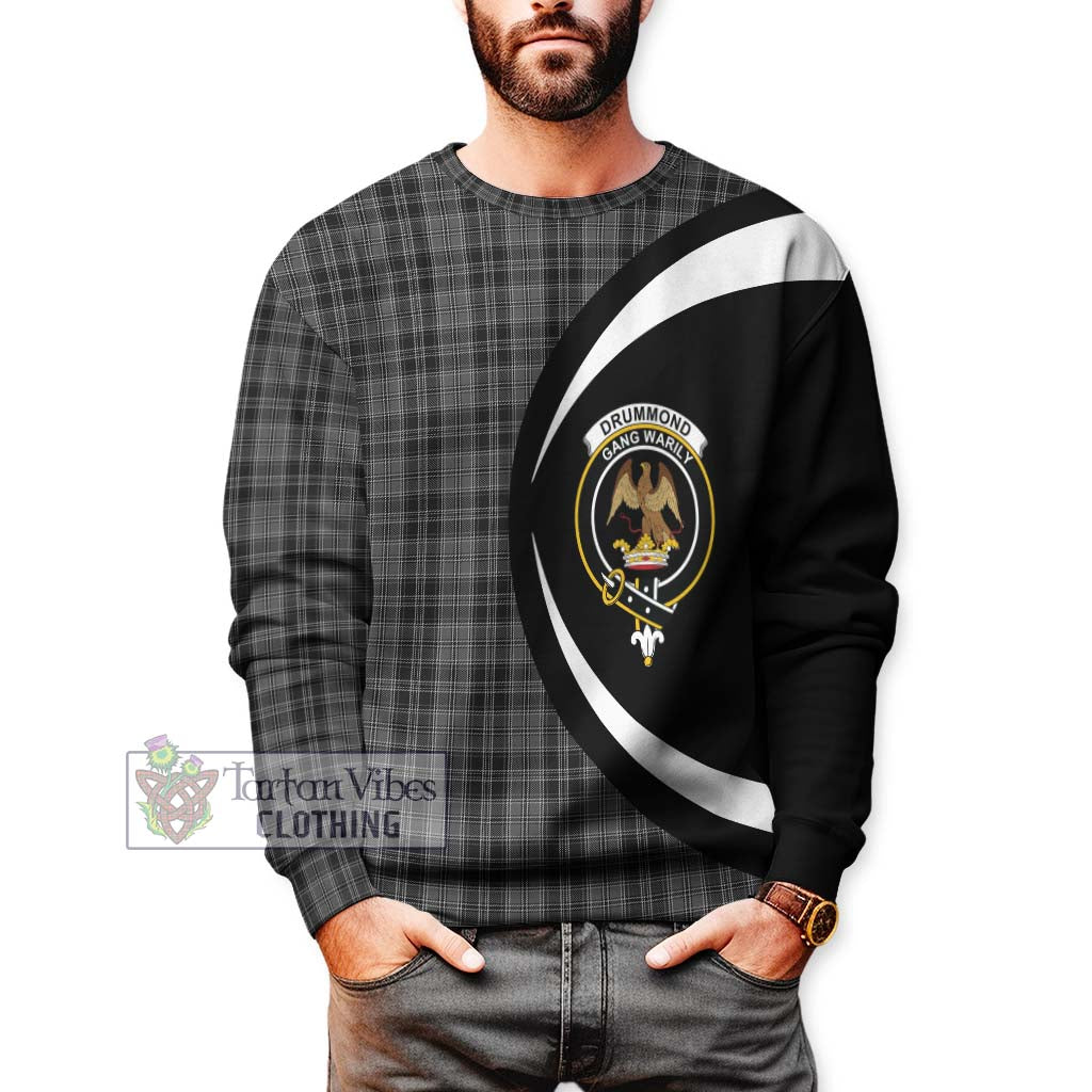 Tartan Vibes Clothing Drummond Grey Tartan Sweatshirt with Family Crest Circle Style