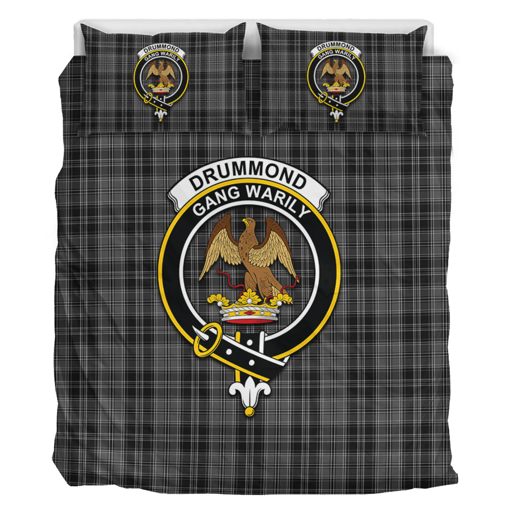 Drummond Grey Tartan Bedding Set with Family Crest - Tartan Vibes Clothing