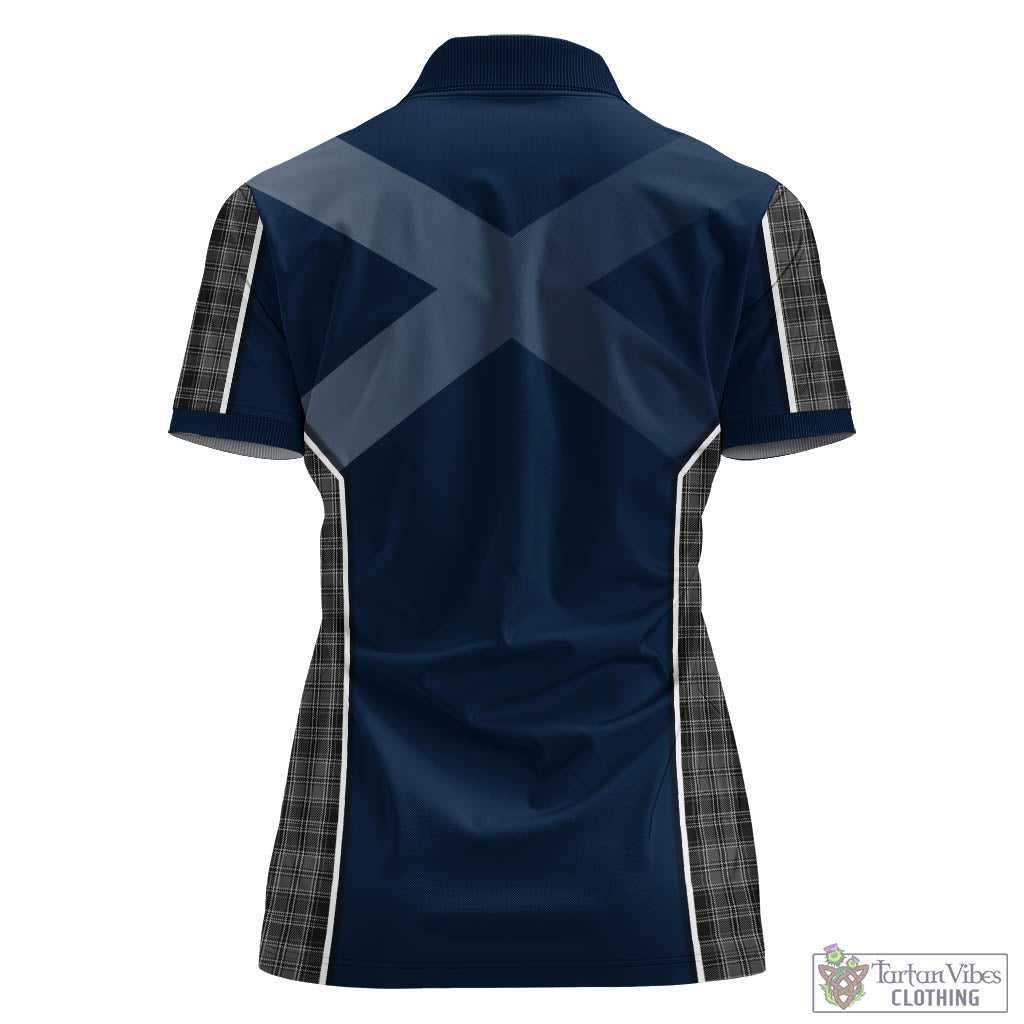 Tartan Vibes Clothing Drummond Grey Tartan Women's Polo Shirt with Family Crest and Scottish Thistle Vibes Sport Style