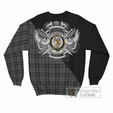 Drummond Grey Tartan Sweatshirt with Family Crest and Military Logo Style