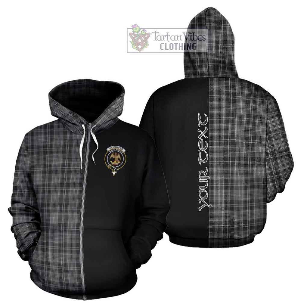 Drummond Grey Tartan Hoodie with Family Crest and Half Of Me Style - Tartanvibesclothing Shop