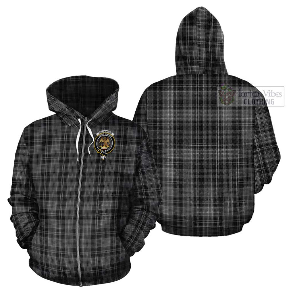 Drummond Grey Tartan Cotton Hoodie with Family Crest Zip Hoodie - Tartan Vibes Clothing