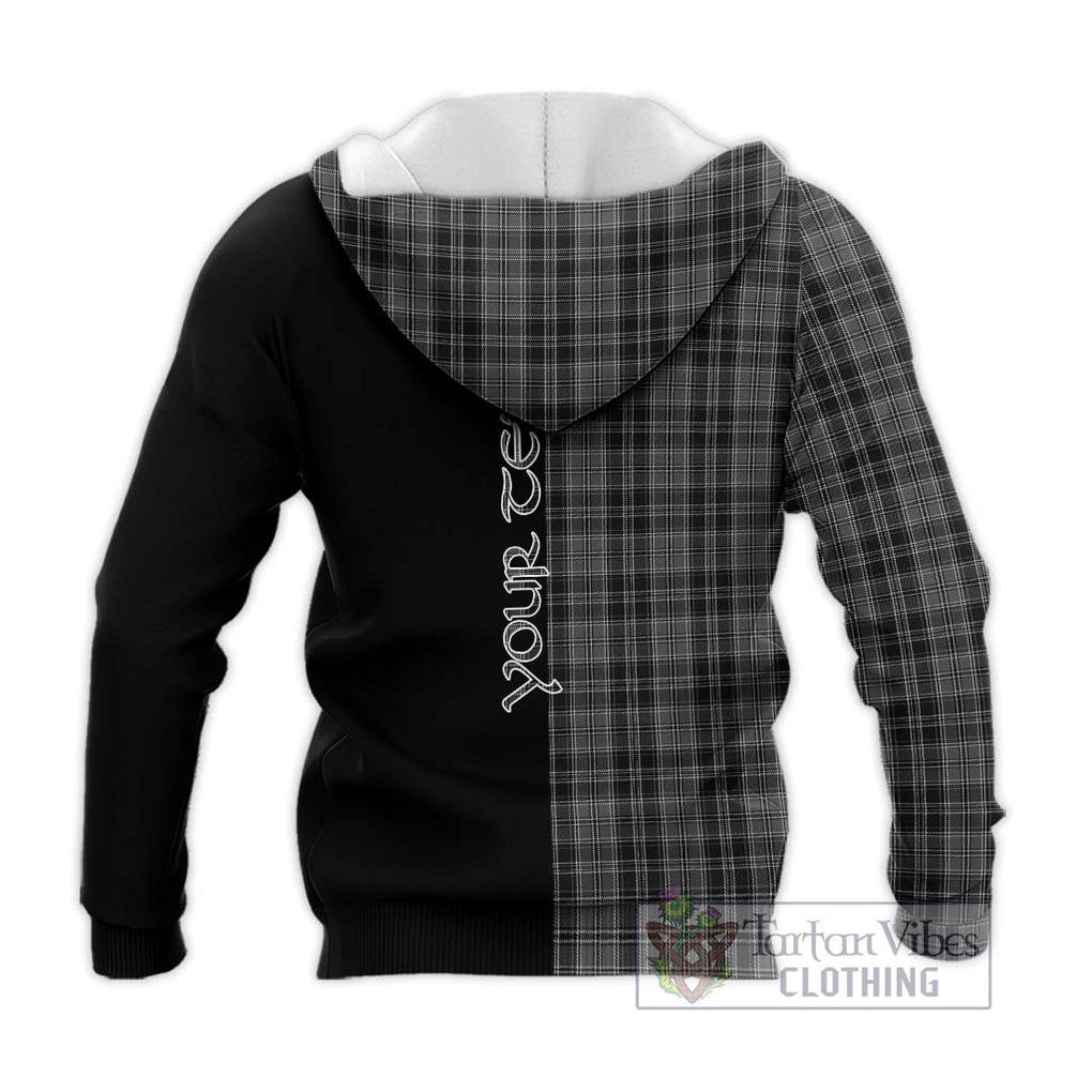 Drummond Grey Tartan Knitted Hoodie with Family Crest and Half Of Me Style - Tartanvibesclothing Shop