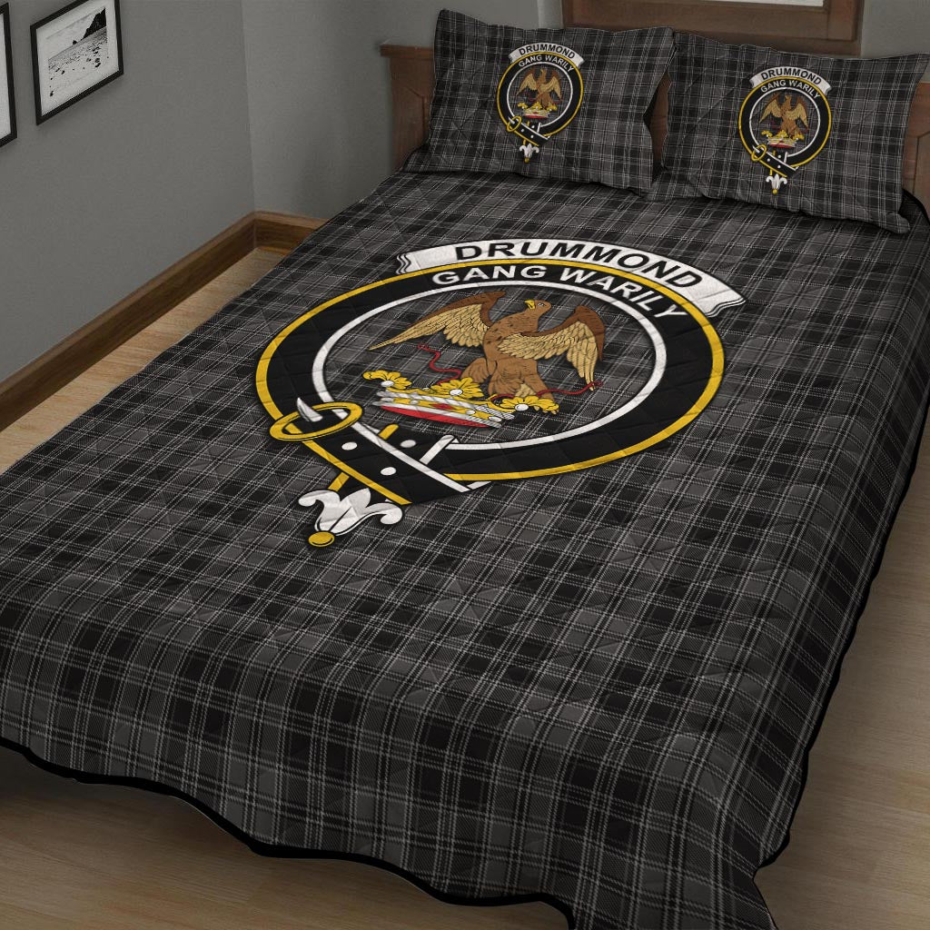 Drummond Grey Tartan Quilt Bed Set with Family Crest - Tartan Vibes Clothing