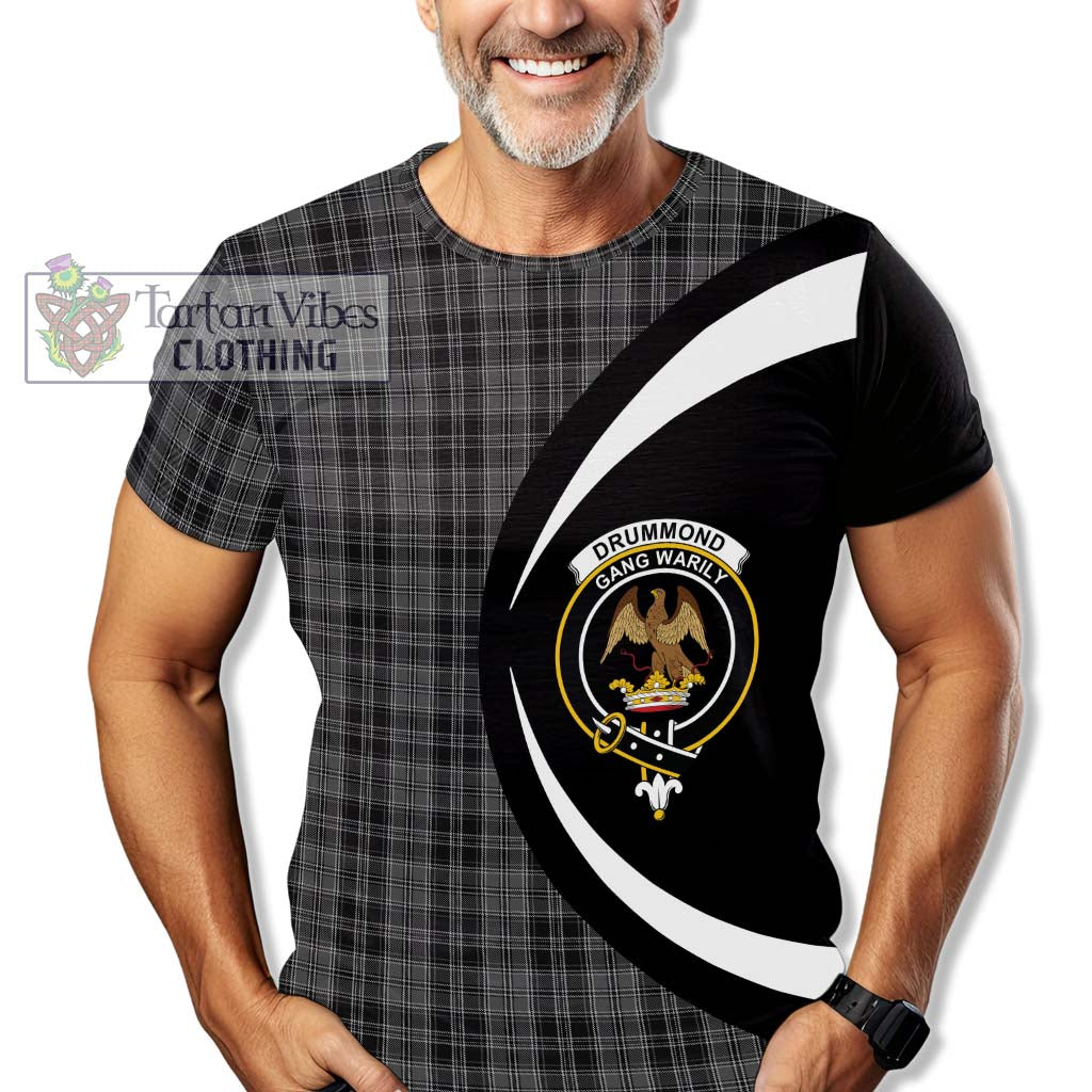 Tartan Vibes Clothing Drummond Grey Tartan T-Shirt with Family Crest Circle Style