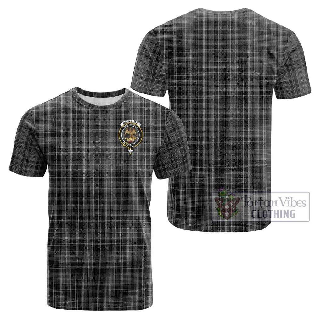 Drummond Grey Tartan Cotton T-Shirt with Family Crest Kid's Shirt - Tartanvibesclothing Shop