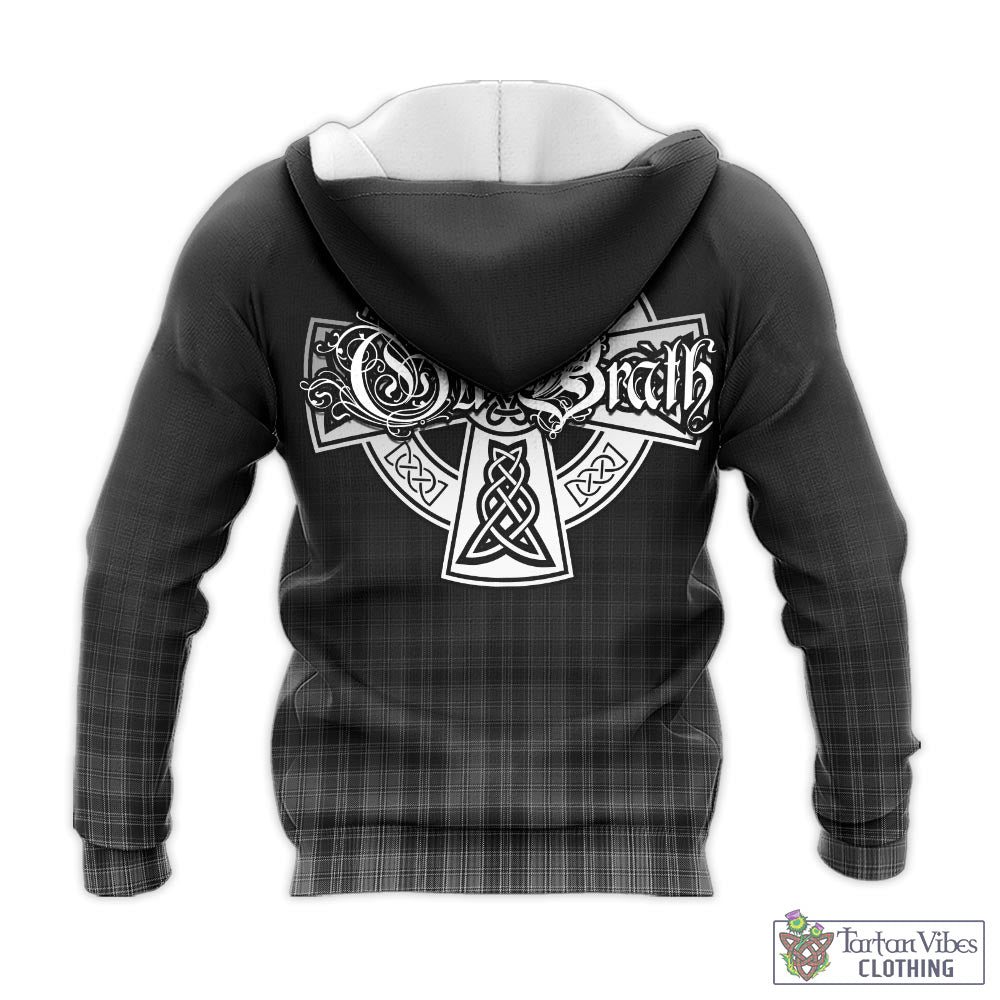 Tartan Vibes Clothing Drummond Grey Tartan Knitted Hoodie Featuring Alba Gu Brath Family Crest Celtic Inspired