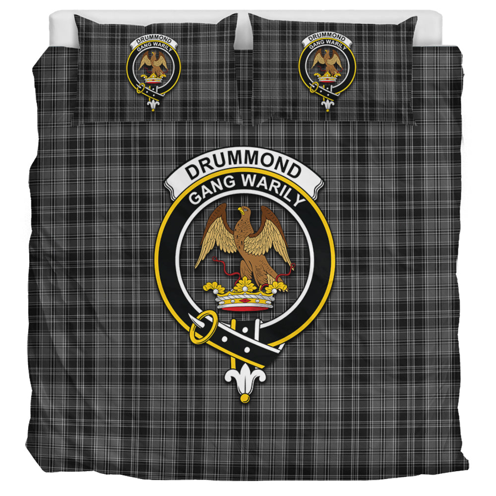 Drummond Grey Tartan Bedding Set with Family Crest UK Bedding Set UK Super King 104*94 inch - Tartan Vibes Clothing