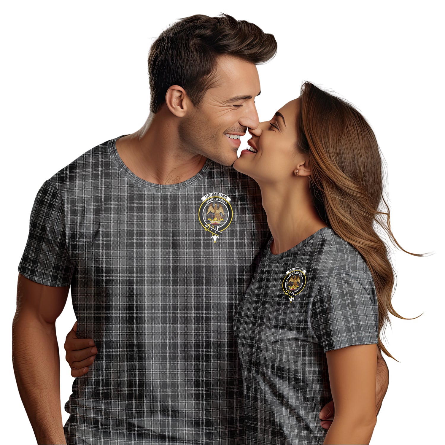 Drummond Grey Tartan T-Shirt with Family Crest - Tartan Vibes Clothing