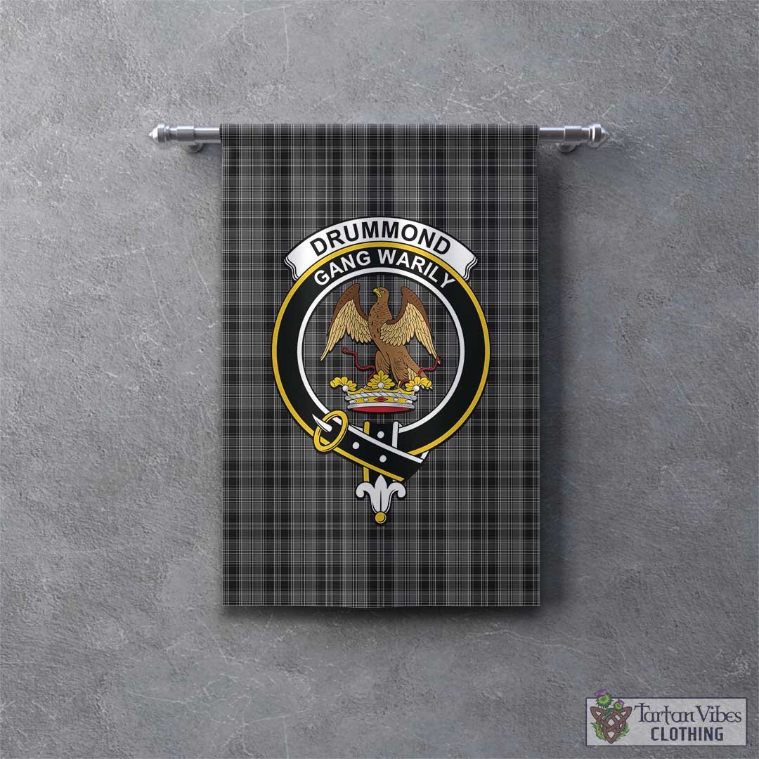 Tartan Vibes Clothing Drummond Grey Tartan Gonfalon, Tartan Banner with Family Crest