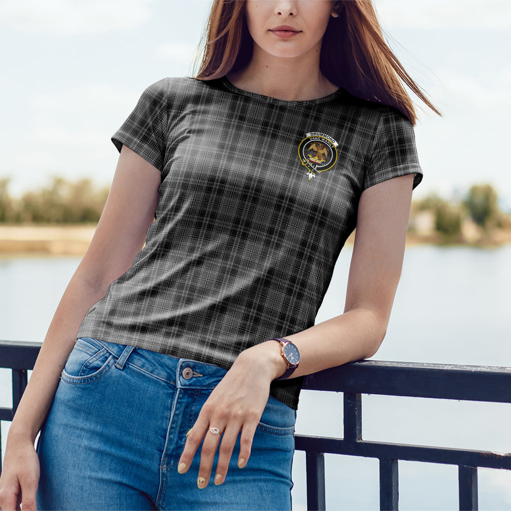 Drummond Grey Tartan T-Shirt with Family Crest - Tartan Vibes Clothing