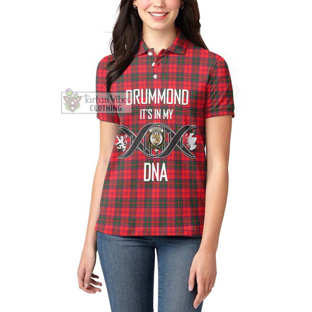 Drummond Modern Tartan Women's Polo Shirt with Family Crest DNA In Me Style Women - Tartanvibesclothing Shop