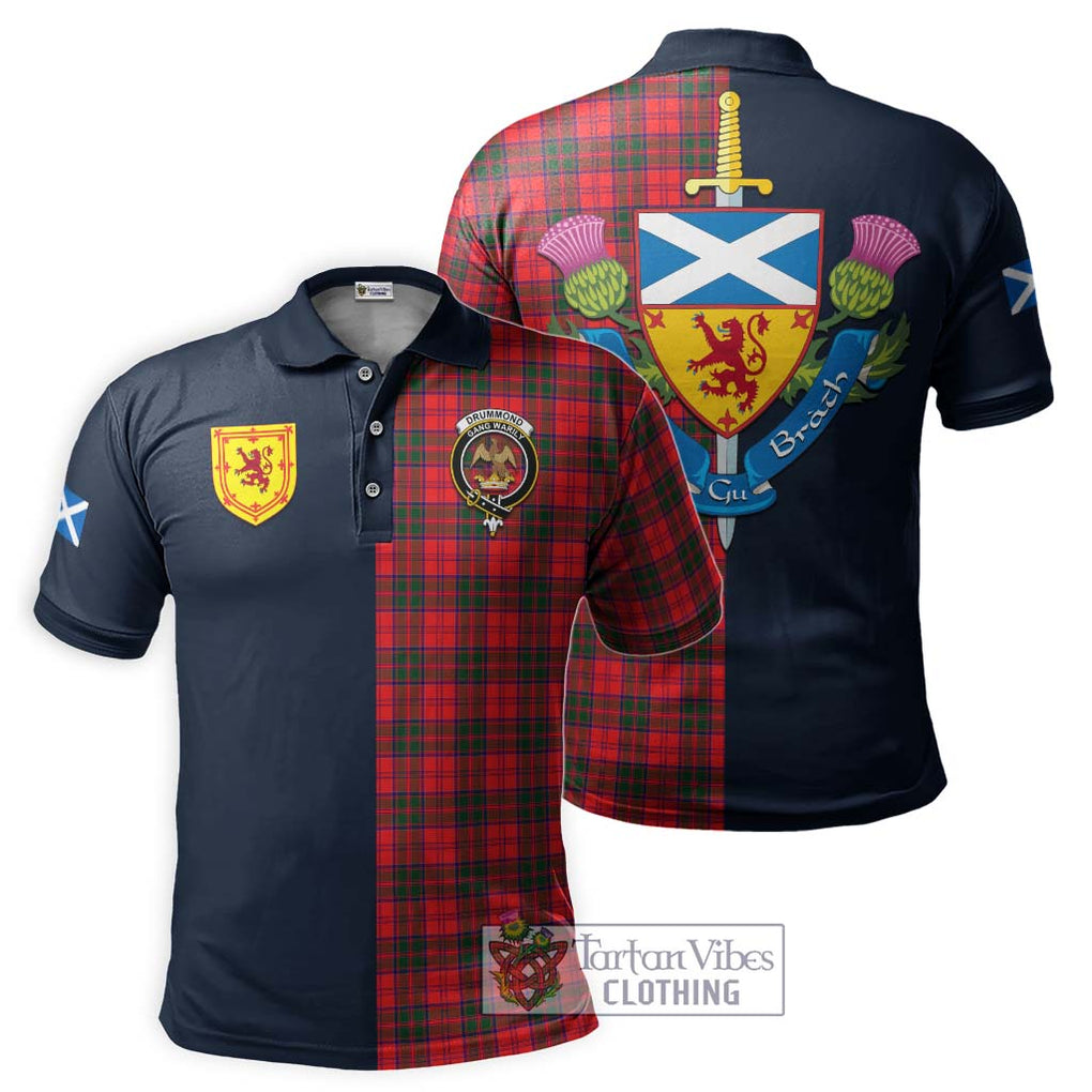 Tartan Vibes Clothing Drummond Modern Tartan Polo Shirt with Scottish Lion Royal Arm Half Style