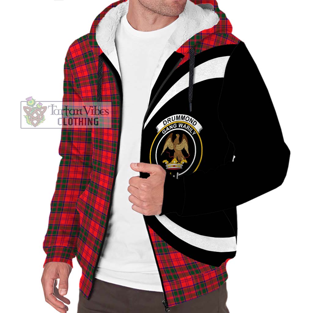 Drummond Modern Tartan Sherpa Hoodie with Family Crest Circle Style Unisex S - Tartan Vibes Clothing