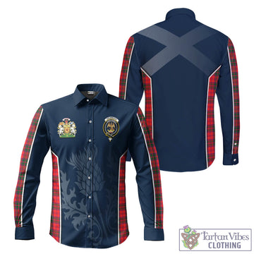 Drummond Modern Tartan Long Sleeve Button Up Shirt with Family Crest and Scottish Thistle Vibes Sport Style