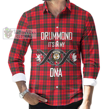 Drummond Modern Tartan Long Sleeve Button Shirt with Family Crest DNA In Me Style