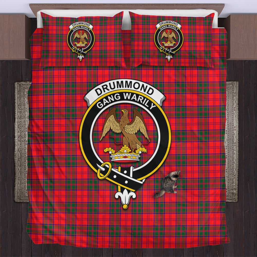 Drummond Modern Tartan Bedding Set with Family Crest US Bedding Set - Tartan Vibes Clothing