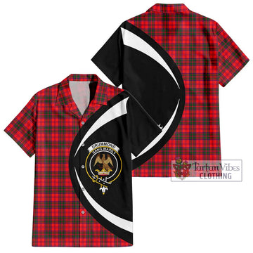 Drummond Modern Tartan Short Sleeve Button Up with Family Crest Circle Style