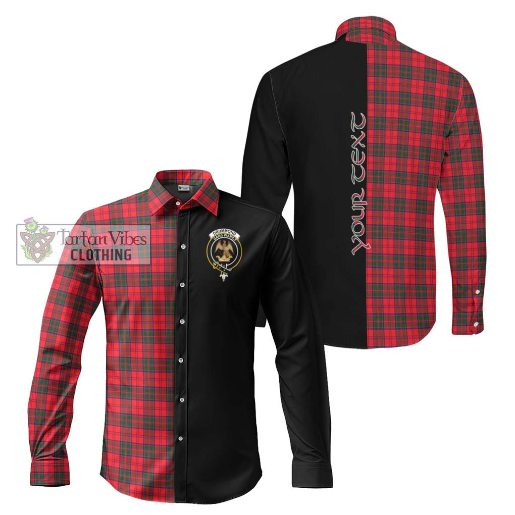 Drummond Modern Tartan Long Sleeve Button Shirt with Family Crest and Half Of Me Style Men's Shirt S - Tartanvibesclothing Shop