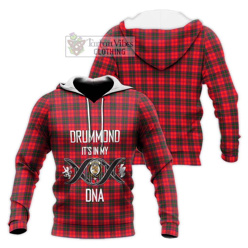 Drummond Modern Tartan Knitted Hoodie with Family Crest DNA In Me Style Unisex Knitted Pullover Hoodie - Tartanvibesclothing Shop